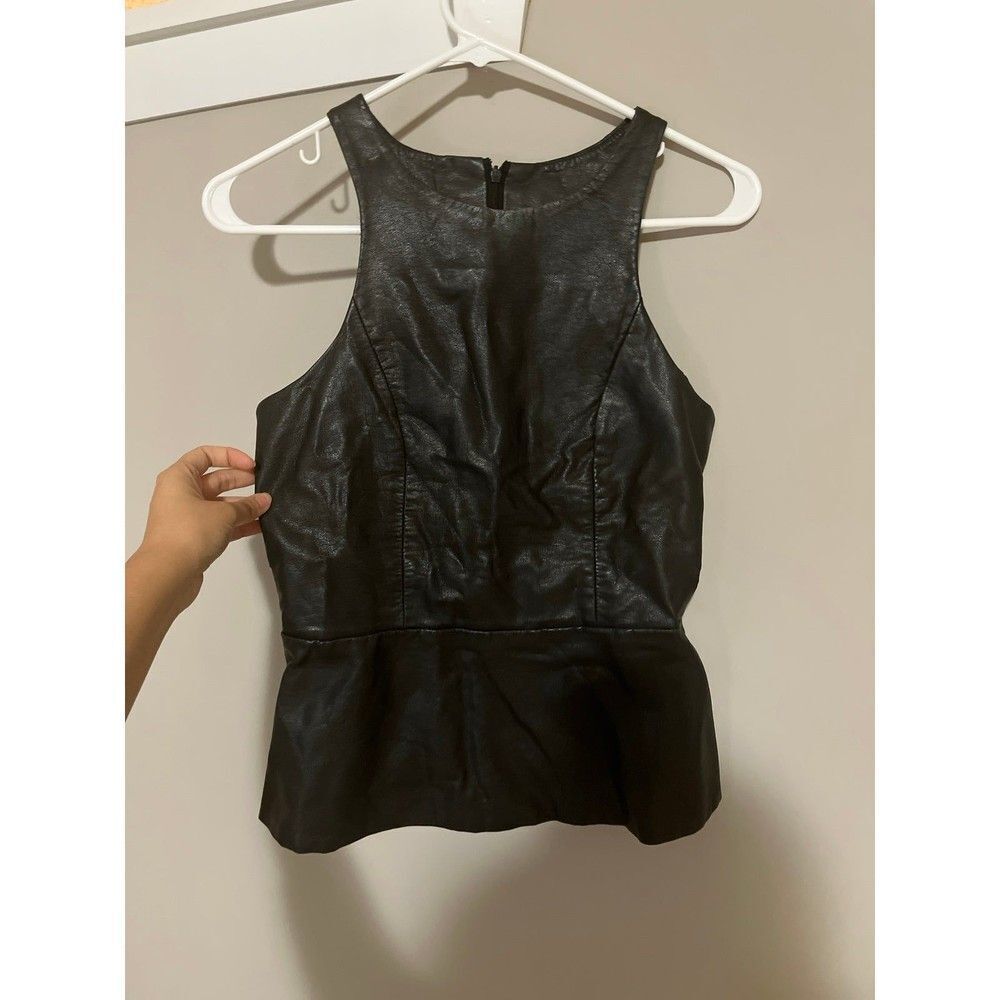 Express Faux leather peplum Top